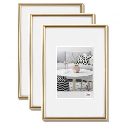walther design - Galeria KG015H3 Picture Frames, Gold, 10 x 15 cm, Pack of 3 Plastic Frames