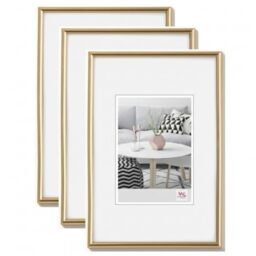 walther design - Galeria KG015H3 Picture Frames, Gold, 10 x 15 cm, Pack of 3 Plastic Frames