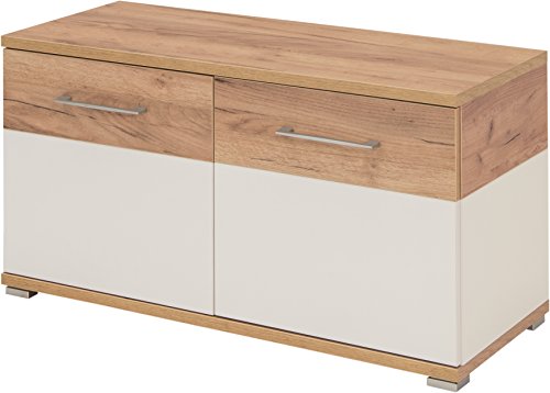 Germania Shoe Bench 3772 GW-Topix, in White/Navarra-oak repro, 96 x 51 x 40 cm (WxHxD)