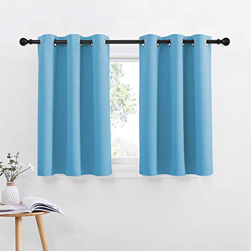 NICETOWN Thermal Insulated Blackout Window Curtains - Energy Efficient Home Decor Grommet-Top Short Curtains for Bedroom (42 by 36 + 1.2 inches Header, Teal Blue, 2 Packs)