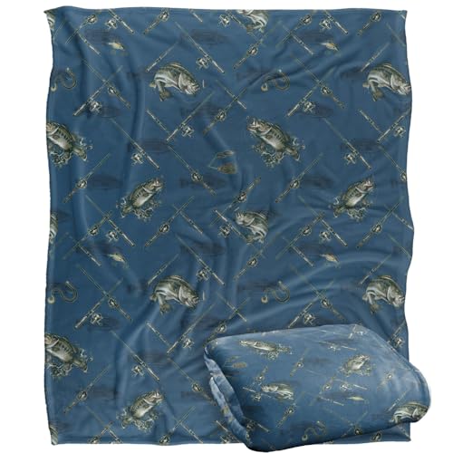 Jq Licensing Action Bass Fishing Pattern 2 Silky Touch Super Soft Throw Blanket 152 X 127 Cm