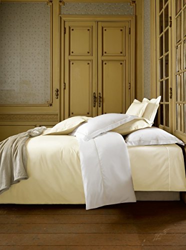 De Witte Lietaer Bumblebee Luxury Percale Bedding Set, Duvet Cover and Pillowcases, Cotton, White/Ivory, 260 x 240 cm