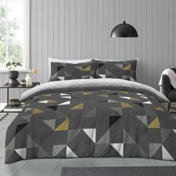 GC GAVENO CAVAILIA Printed Duvet, Reversible Bed Set, Polycotton Quilt Covers, Marco-Grey, King