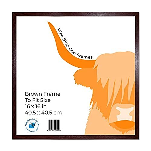 Square Brown Wooden Picture Frame 16 x 16 Inch (40.5 x 40.5 cm) Acrylic Safety 'Glass' Photo Frame
