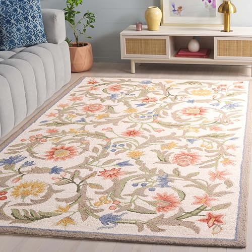 SAFAVIEH Traditional Rug for Living Room, Dining Room, Bedroom - Chelsea Collection, Short Pile, in Ivory and Multicolor, 114 X 175 cm