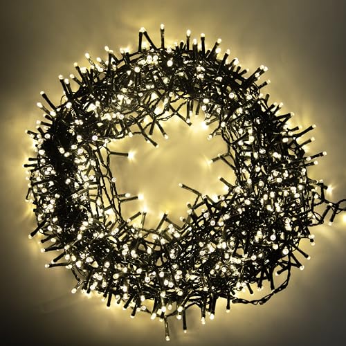 SHATCHI 500LEDs Christmas Tree Compact Cluster Fairy Lights Multifunction 8 Light Modes, Timer Green Cable Indoor/Outdoor Low Voltage Holiday Home Decorations