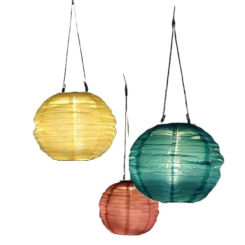 NOMA Solar Mandarin Round Lantern, 25 cm, Colour May Vary (Pack of 1), Yellow/Rose/Green