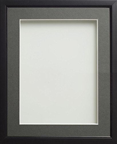 Frame Company Drayton Range Picture Photo Frame with Grey Mount for Image Size 9 x 6-Inch, Plastic, Black, A4
