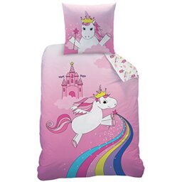 Matt & Rose Unicorn Princess Bedding Set, Cotton, Pink, 135 x 200 cm