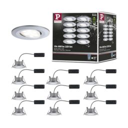 Paulmann 99923 Calla LED recessed luminaire Round Set of 10 incl. 10x6W IP65 recessed Spotlight Chrome matt Cabinet Light Plastic recessed lamp 4000K