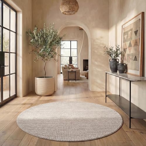 Safavieh Contemporary Rug for Living Room, Dining Room, Bedroom - Abstract Collection, Short Pile, in Ivory and Grey, 183 X 183 cm