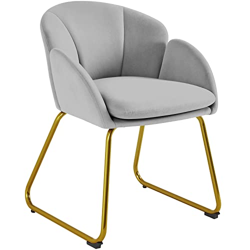 Yaheetech Velvet Tub Chair Vanity Chair for Dressing Table, Grey