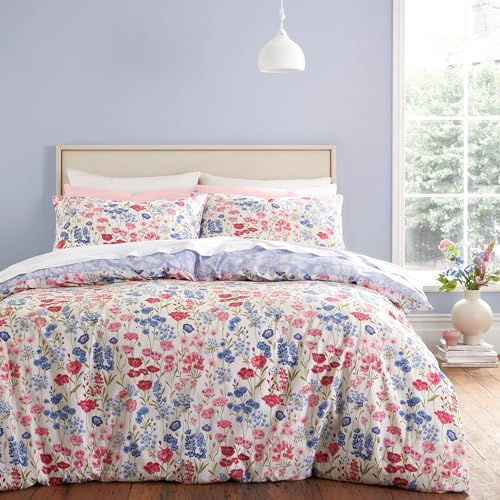 Bianca Olivia Floral 200 Thread Count Cotton Super King Duvet Cover Set with Pillowcases Pink