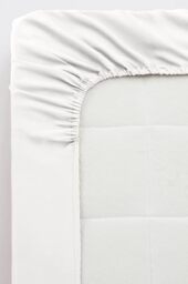 Jotex Zack Satin Fitted Sheet Exclusive Satin Made of Organic Cotton GOTS Certified Fitted Sheet with Elastic Band - White, 120 x 200 cm