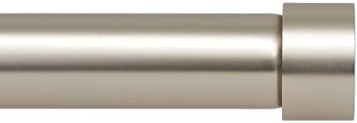 Drapery Decorative Window Curtain Rod - Ivilon End Cap Style Design - 1 inch Diameter. 28 to 48 Inch - Color Satin Nickel