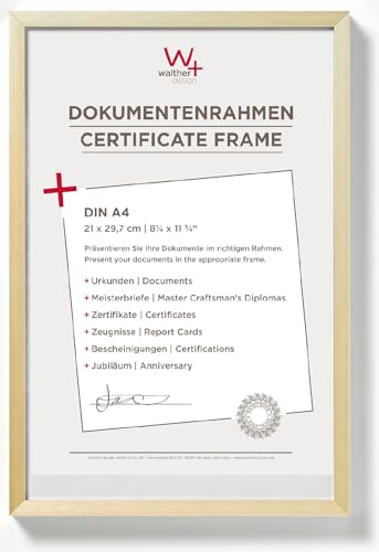 walther design Picture Frame Gold 21 x 29,7 cm (DIN A4) Aluminium Document Frame Chair Aluminium Frame AJ130G