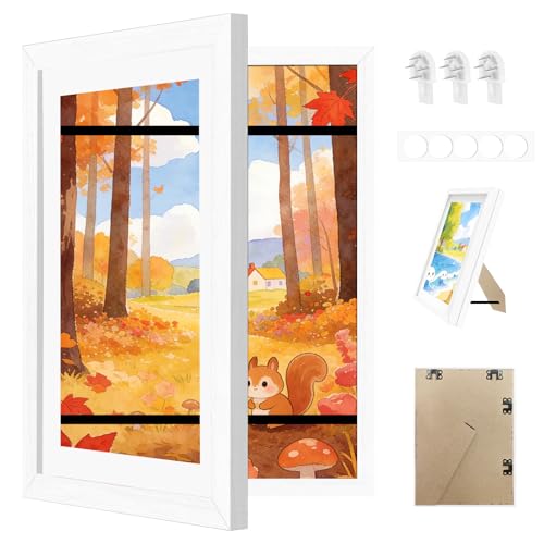Woobroo Kids Artwork Display Frame A3 Picture Frame - Front Opening Kids Art Frame for Childrens Artwork Display, Wall Mountable Photo Frame (White)