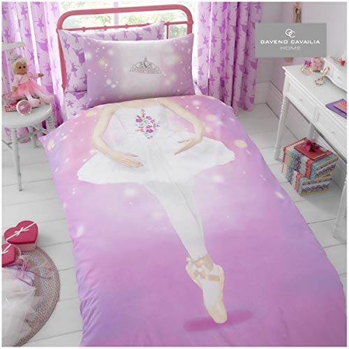 Gaveno Cavailia Children Character Bedding, 2 Piece Printed Reversible Bedlinen Easy Care Bedset, Ballerina-Multi-DS, 1 Quilt Cover and 1 Matching Pillow Case, 254140