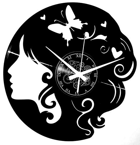 Instant Karma Clocks - Woman Face Wall Clock β Silent No-Ticking β Perfect for Bedroom, Office, Studio, Kitchen, Living Room - Modern Design Unique Decoration Hairdresser