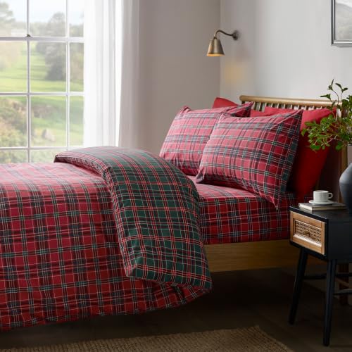 Catherine Lansfield Tartan Check Double Duvet Cover Set Red/Green
