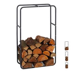Relaxdays Firewood Rack, Log Stacking Aid, Steel, For In- and Outdoor Use, Wood Pile Shelf, H x W 100 x 60 cm, Anthracite