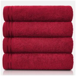 GC GAVENO CAVAILIA Large Towels Bath Sheet - Highly Absorbent Egyptian Cotton Towel Set - 4 Pack Extra Soft Large Bath Towel Red - Quick Dry Bath Sheets - 450 GSM Washable Towels, 75 x 135 cm