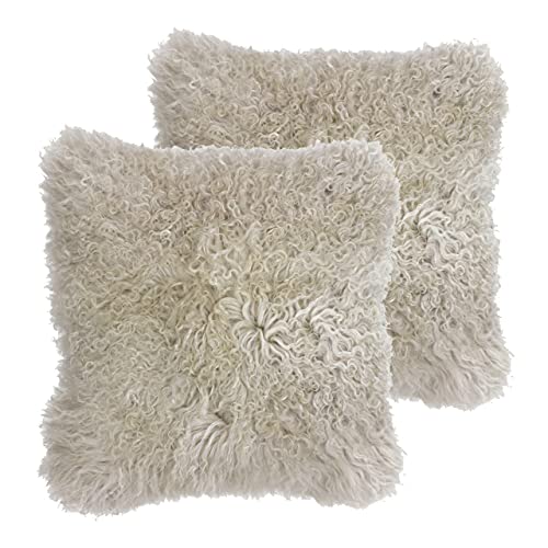 Riva Paoletti Mongolian Twin Pack Feather Filled Cushions, Oatmeal, 40 x 40cm