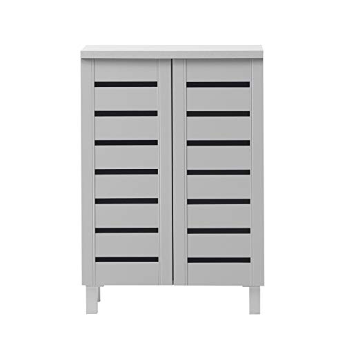 Timber Art Design UK Shoe Storage Cabinet Organiser,Shelving for Space Saving, Shoe Shelves, Cupboard Hallway Bedroom (33 x 60 x 87.2 cm, Light Grey)