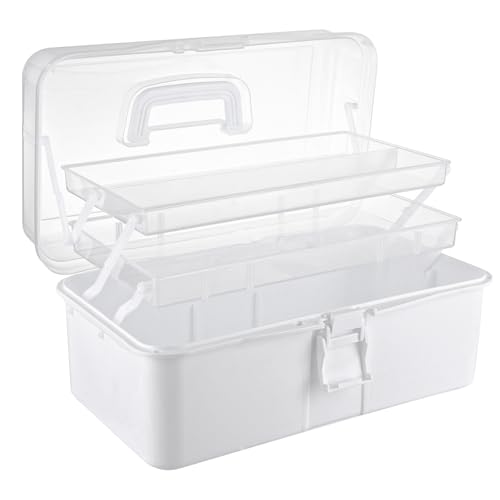 ASelected 3 Layer Craft Storage Box 3 Layers Plastic Cantilever Craft Medicine Organizer Tools Cosmetic Pens Sewing for Medicine, Art Materials,Toy(White)