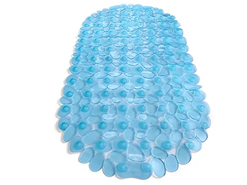 "Non-slip bath mat ""Pebbles"" Medium Aqua transparent (blue-green)."