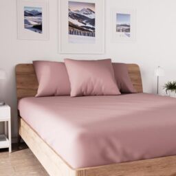 Soleil d'ocre, Jersey Fitted Sheet, Cotton, Pink, 90 x 190 cm