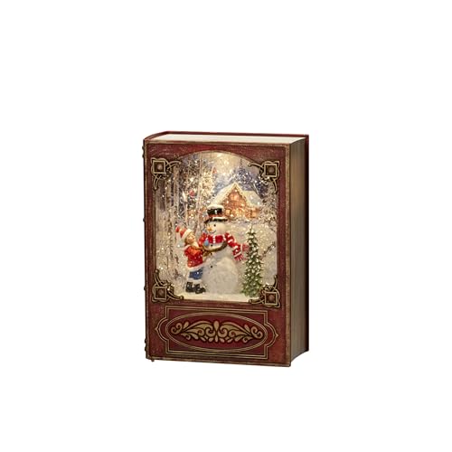 Konstsmide LED Snow Globe Lantern - Snowmen, 5 Hour Timer, Battery Operated: 3xAA 1.5V, Warm White Diodes