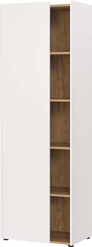 Germania Filing Cabinet 6002-633 GW-HASSELT, in White/Oak, The doors can be mounted on the right or left, FSC-certified, 62 x 188 x 42 cm (W x H x D)