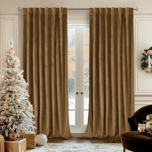 BGment Bronze Brown Velvet Curtains for Bedroom, 78 Inch Curtains Super Soft Thermal Insulated Blackout Velvet Panels Noise Reduce Back Tab Rod Pocket Drapes for Living Room, 2 Panels, 52 x 78 Inch