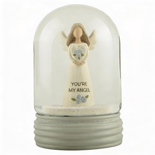 Feather & Grace Angel Snow Globe Keepsake Ornament with Resin Figurine – ‘You’re My Angel’ Sentimental Gift Collectible