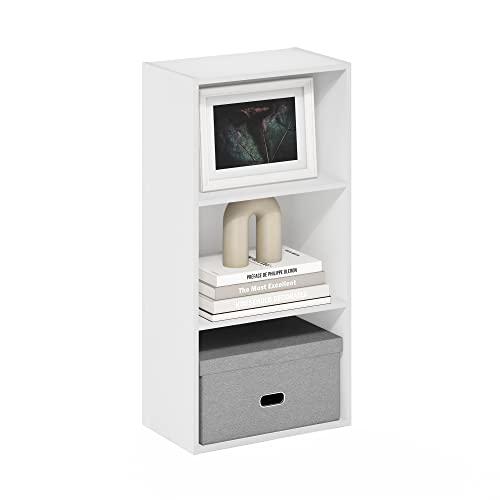 Furinno LUDER Book Shelf, 3-Tier Modern Bookshelf, Open Shelves Bookcase 9.3 x 16 x 31.4, for Living Room, Bedroom, Home Office, White