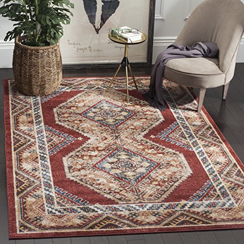 Safavieh Traditional Distressed Indoor Woven Rectangle Area Rug, Bijar Collection, BIJ647, in Red / Rust, 160 X 229 cm for Living Room, Bedroom or Any Indoor Space