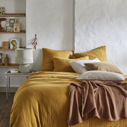Double Gauze Duvet Cover Washed Cotton Delicate Camel 200 x 200 cm Essix