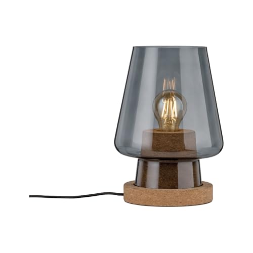 Paulmann 79736 Neordic Iben Table luminaire max. 1x20W Table lamp for E27 Lamps Bedside lamp Smoke Glass Cork 230V Glass/Cork Without lamp