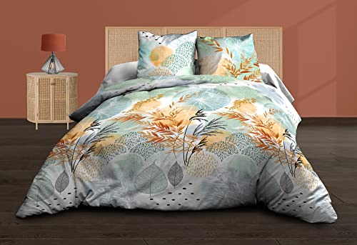 Le linge de Jules 220 x 240 cm – Aquarel Cotton Duvet Cover with 2 Pillowcases, Multi-Colour, Aquarel, 220 x 240 cm