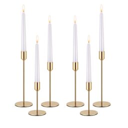 PNAVMG Gold Candle Holders Candlestick Holder for Taper Candles, Set of 6 Pcs Decorations Candle Stick Long Holder for Table Centerpieces, Wedding, Dinning, Anniversary, Party(Candles not Include)