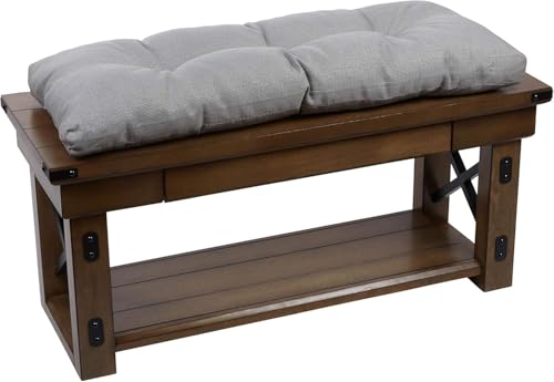 Klear Vu The Gripper Non-Slip Omega Bench Cushion for Storage Bench and Window Seat-1 Piece Bench Pad Gray 35 Inches