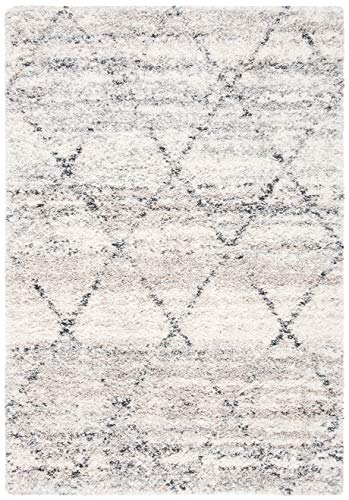 Safavieh Shag Rug for Living Room, Dining Room, Bedroom - Fontana Shag Collection, Short Pile, in Grey and Ivory, 69 x 122 cm