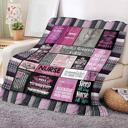GHMOHAME Feigong Ultra Soft Nurse Theme Blanket Microfiber Plush Sherpa Blanket Gifts for Women Nurses Warm Cozy Fuzzy Throw Blanket for Bed and Couch (Nurse Blanket04, 130cm x 150cm(51'' x 59''))
