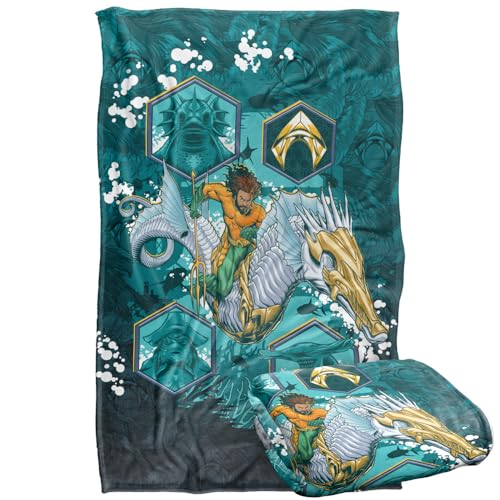 AQUAMAN And The Lost Kingdom Seahorse Splash Silky Touch Super Soft Throw Blanket 91 x 147 Cm