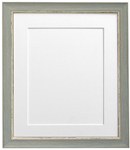 FRAMES BY POST Nordic Distressed Picture Photo Frame, Recycled Plastic, Blue with White Mount, 10 x 8 Image Size 7 x 5 Inch