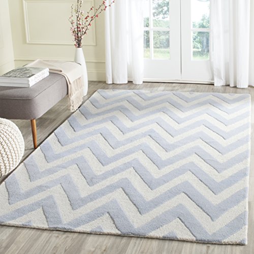 Safavieh Modern Indoor Hand Tufted Rectangle Area Rug, Cambridge Collection, CAM139, in Light Blue / Ivory, 122 X 183 cm for Living Room, Bedroom or Any Indoor Space