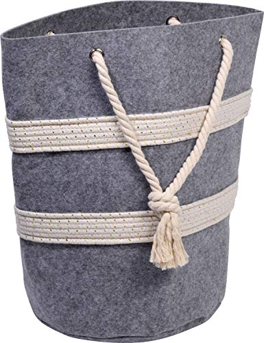 dobar Practical Felt Basket with Carry Handles Felt Bin for Firewood Magazines Laundry 40 x 40 x 60 cm Felt Grey 40 cm