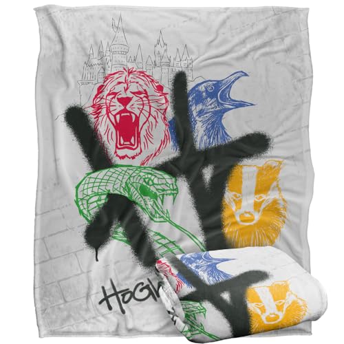 HARRY POTTER Blanket, 152 x 127 cm Hogwarts Graffiti Silky Touch Super Soft Throw Blanket