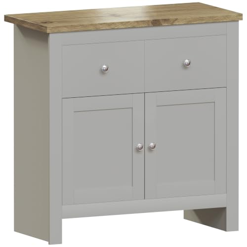 Vida Designs Arlington Sideboard, Buffet Table, Cupboard Cabinet Engineered Wood (Grey & Oak, 2 Drawer 2 Door)